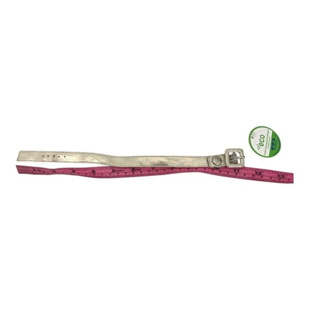 Champagne Metallic Faux Leather Adjustable Pet Collar Size Small NWT